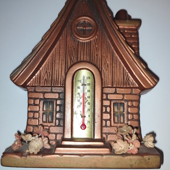 1964 Miller Studio Inc. Chalkware Thermometer Wall Hanging House - Picture 1 of 11
